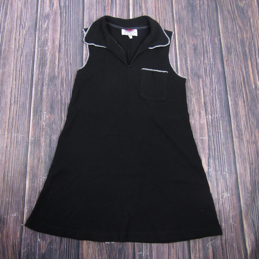 Vintage Under The Sun Polo Tunic Shirt Womens Medium Black Collared Knit USA